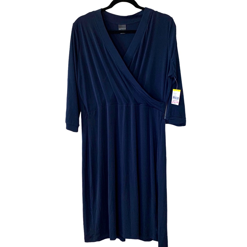 NWT!!! Covington Faux Wrap Dress Women’s Size XLP Petite Blue